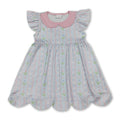 Flutter sleeves floral scallop kids girls dresses